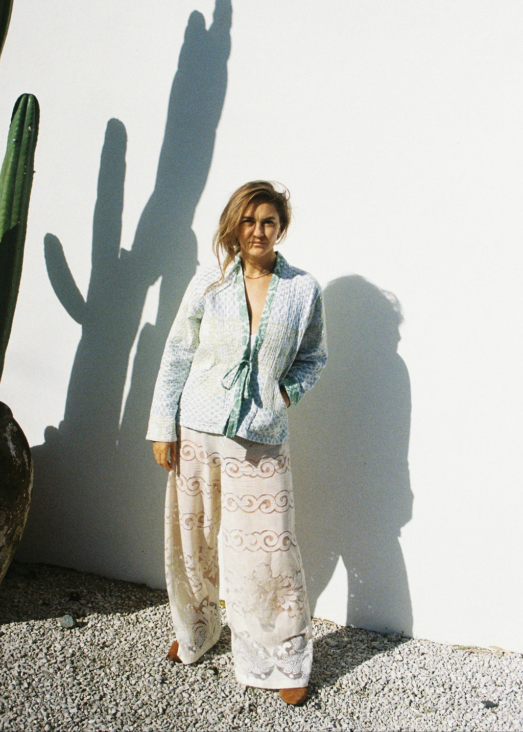 Wild & Indigo Kantha Jacket in Sky & Lemongrass