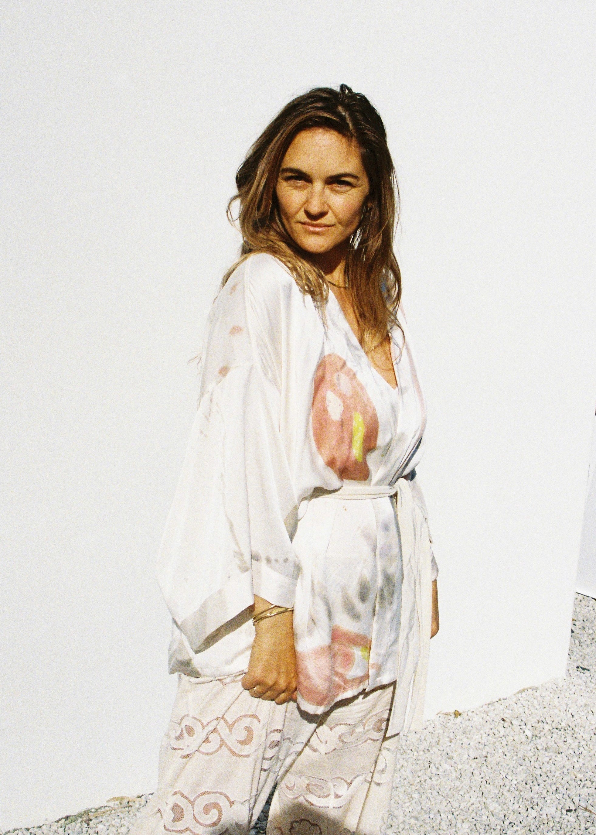 Wild & Indigo Bagru Kaftan in White