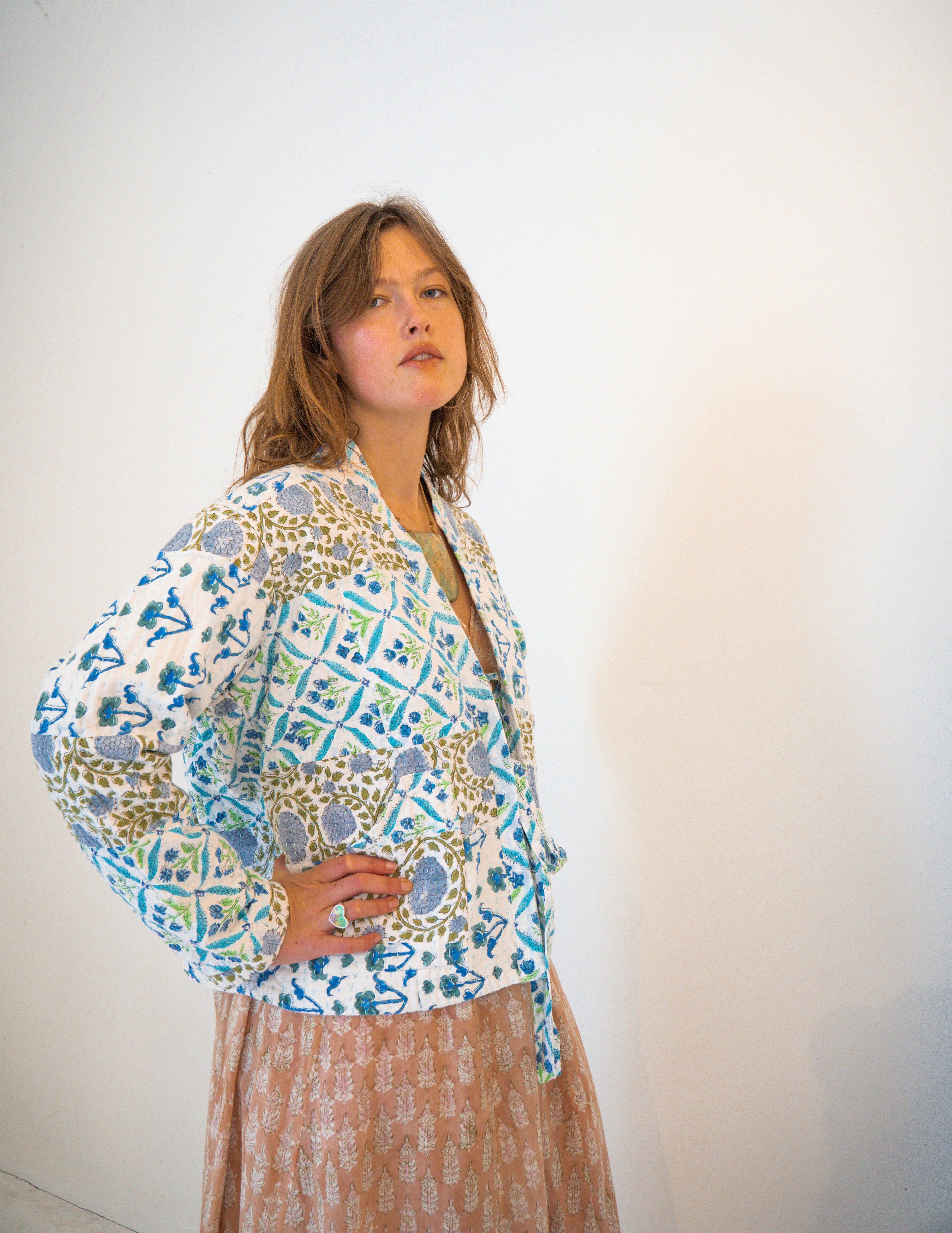 Wild & Indigo Kantha Jacket in Grape, Olive & Teal