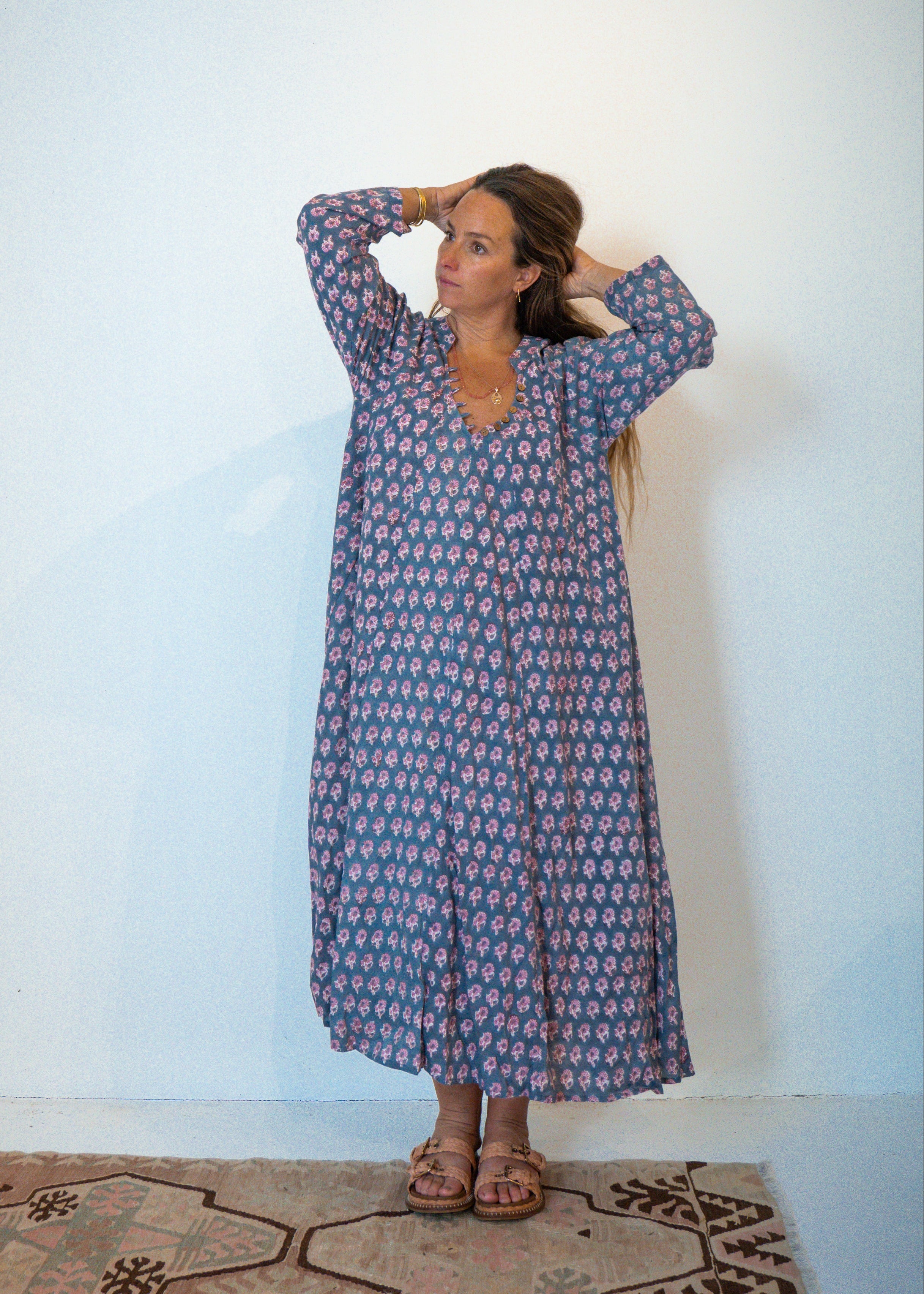 Wild & Indigo Day Dress with buttons in Indigo