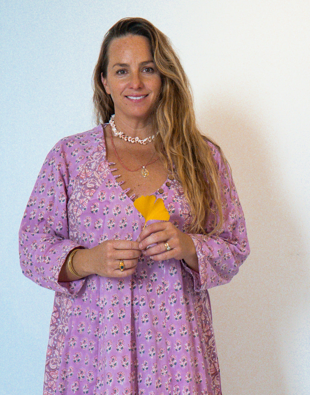 Wild & Indigo Day Dress with buttons Antique pink