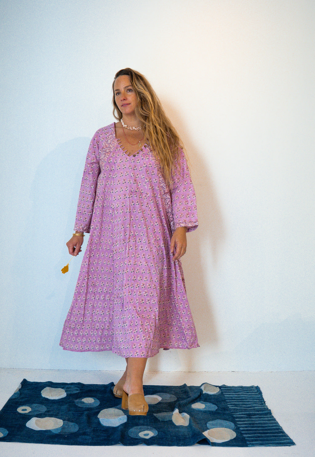 Wild & Indigo Day Dress with buttons Antique pink