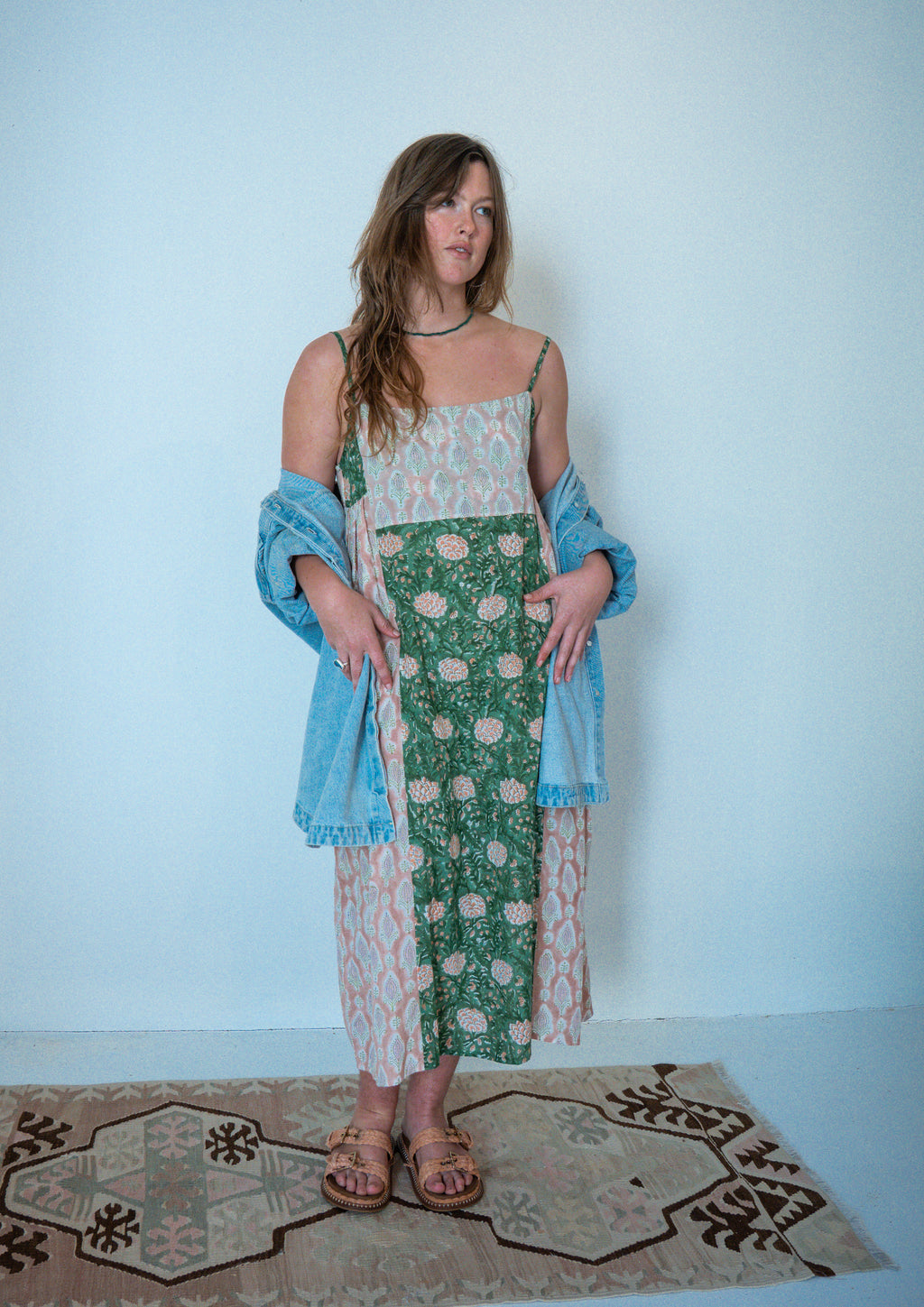 Wild & Indigo Indie Dress in Blush & Emerald