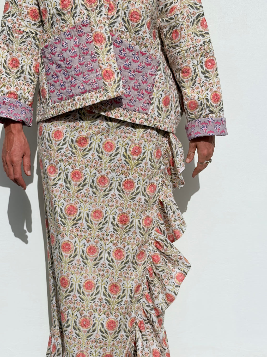 Wild & Indigo Quilted Jacket in Guava