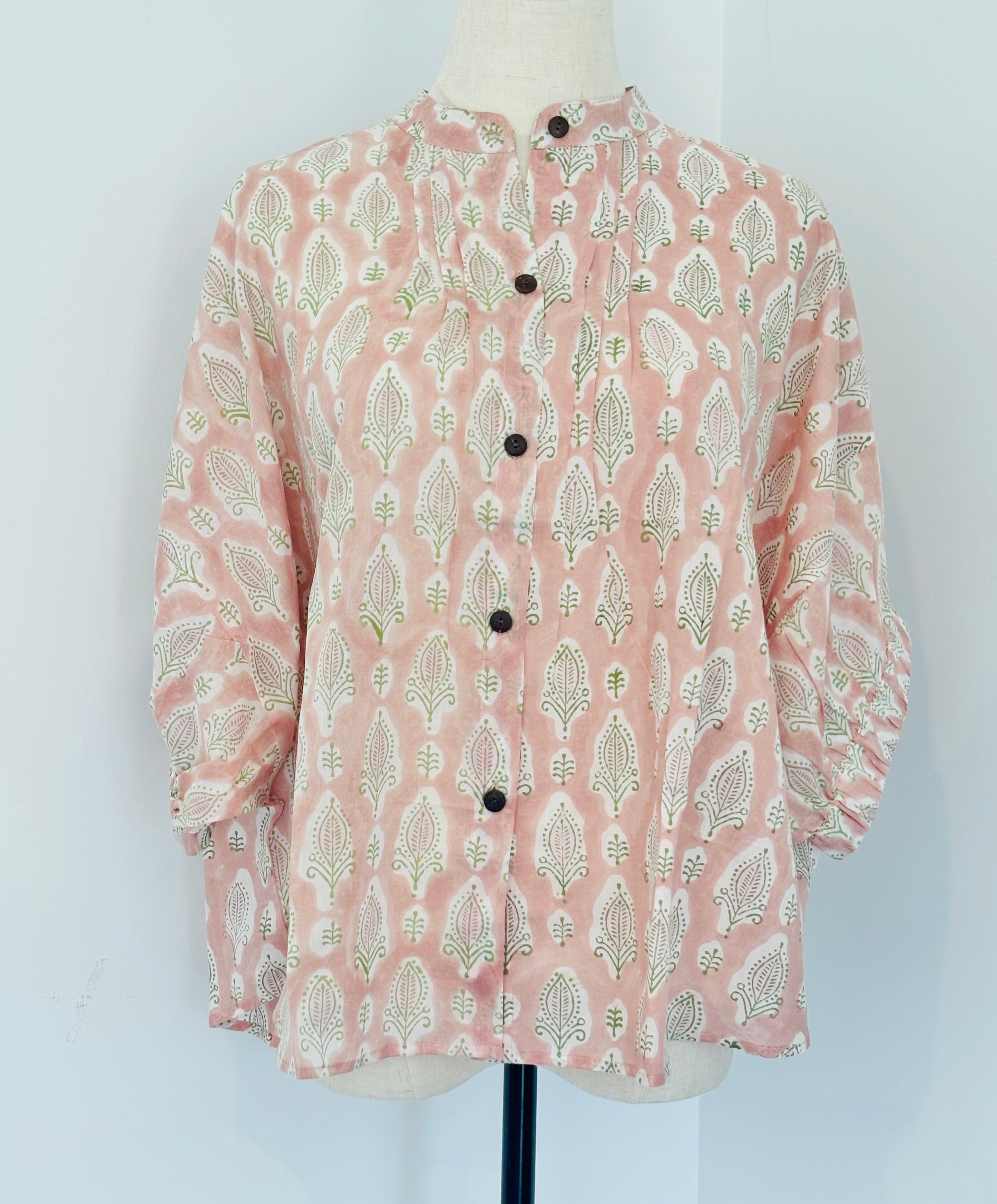 Wild & Indigo Mandarin Shirt in Nude
