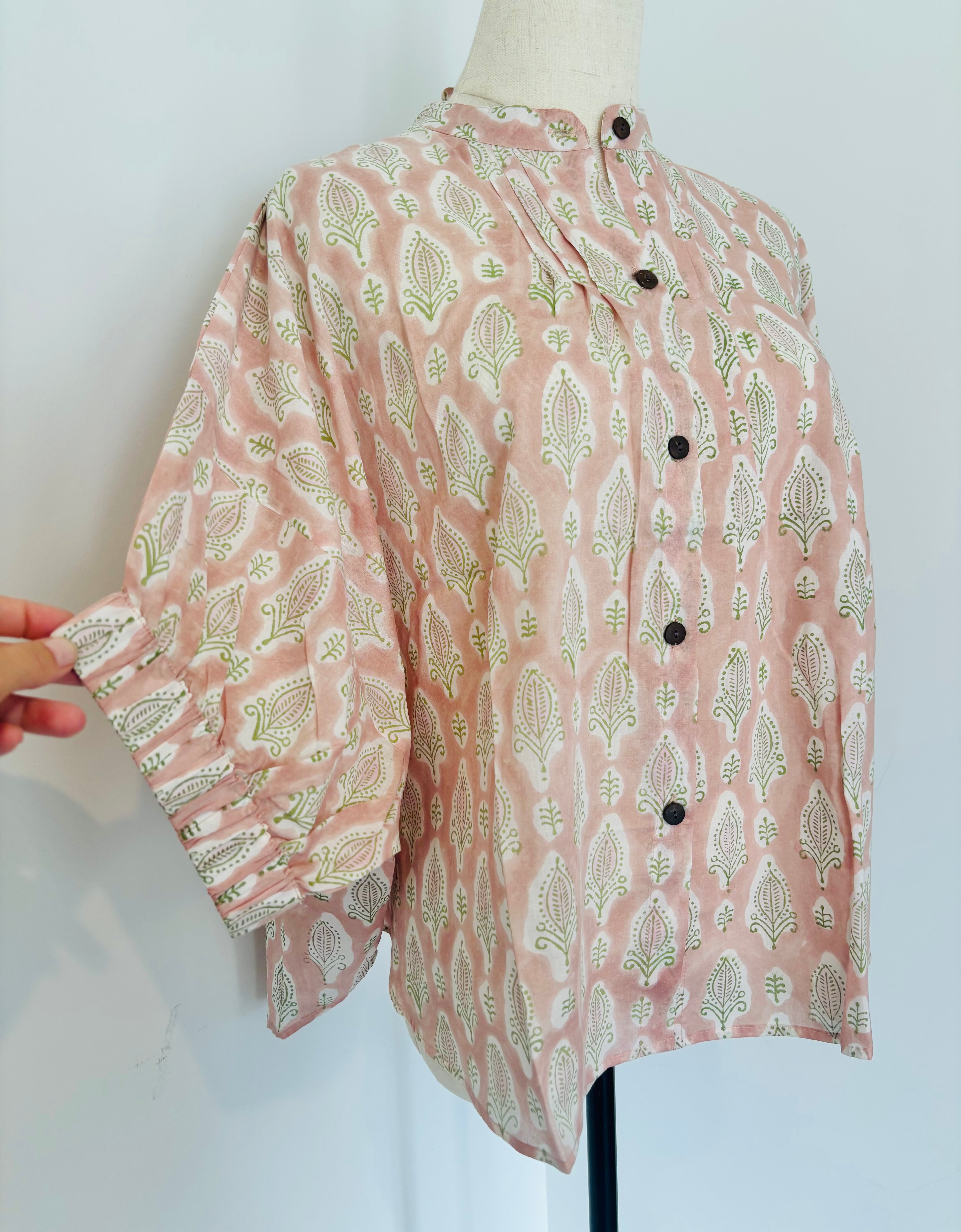 Wild & Indigo Mandarin Shirt in Nude
