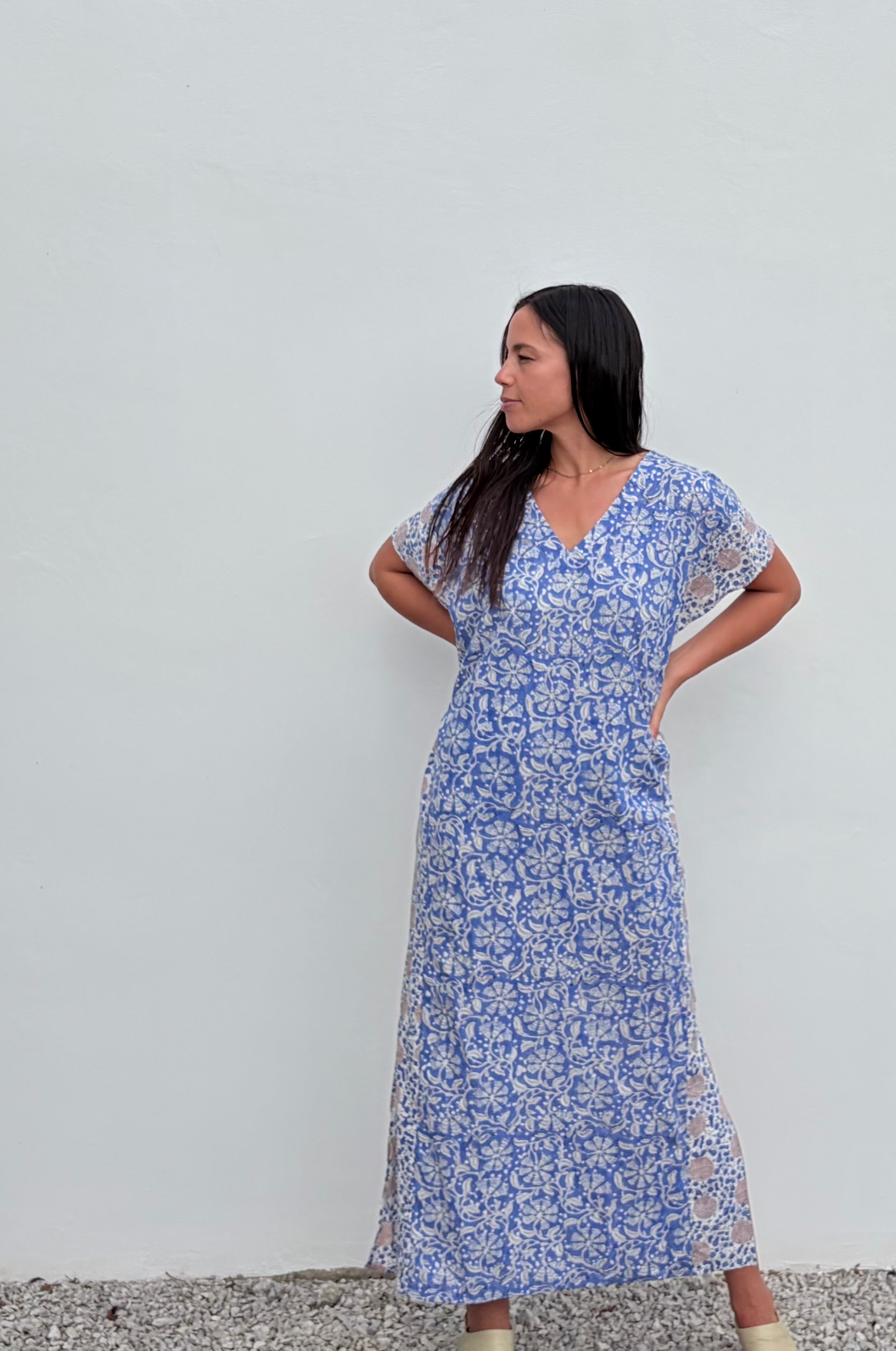 Wild & Indigo Bagru Kaftan Azure