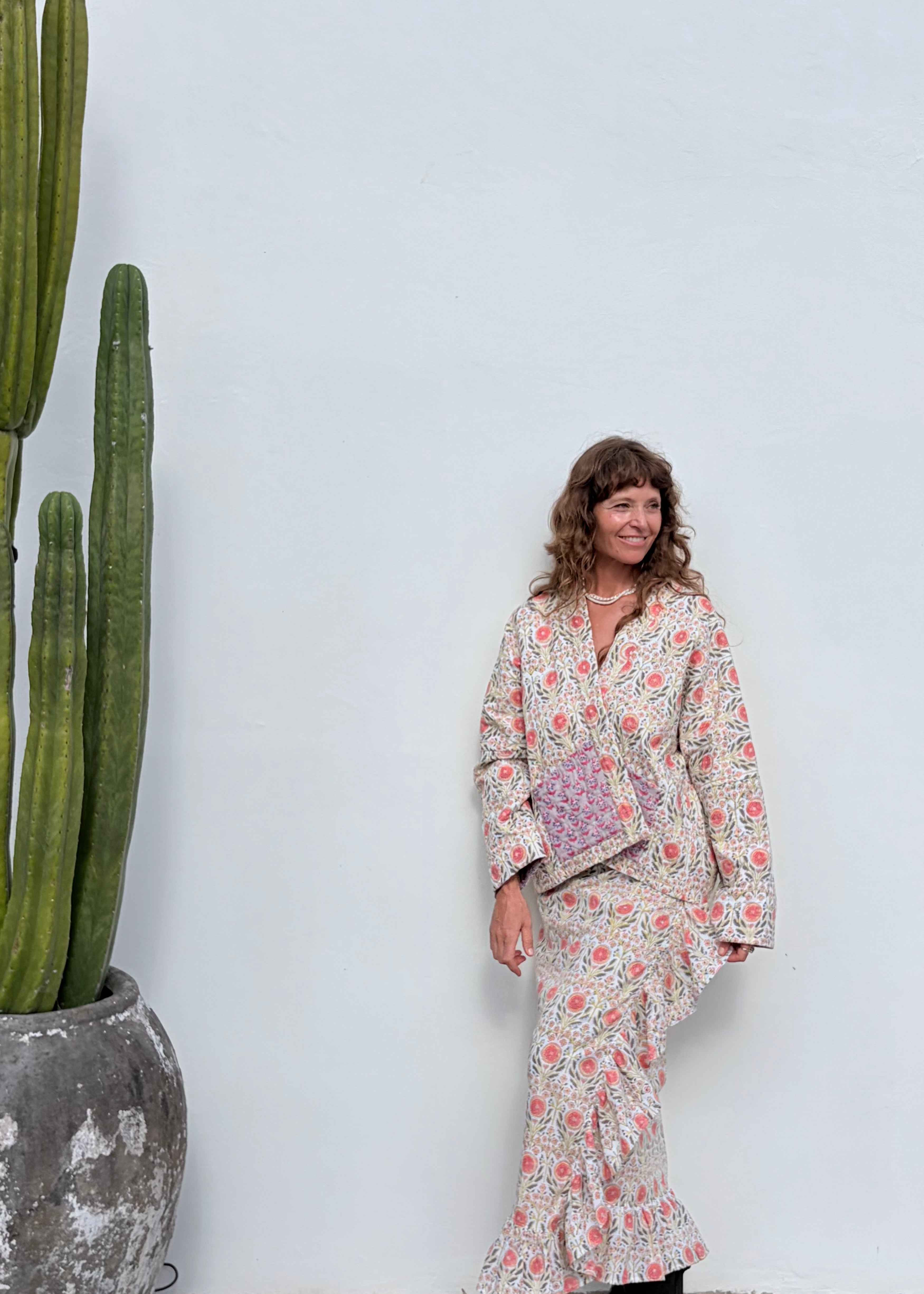Wild & Indigo Quilted Jacket in Guava