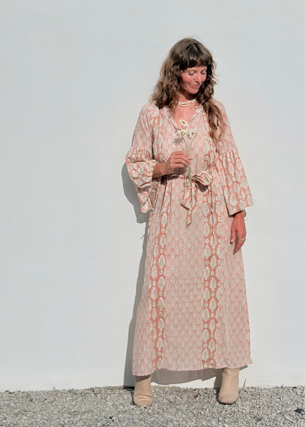 Wild & Indigo French Summer Dress in Nude