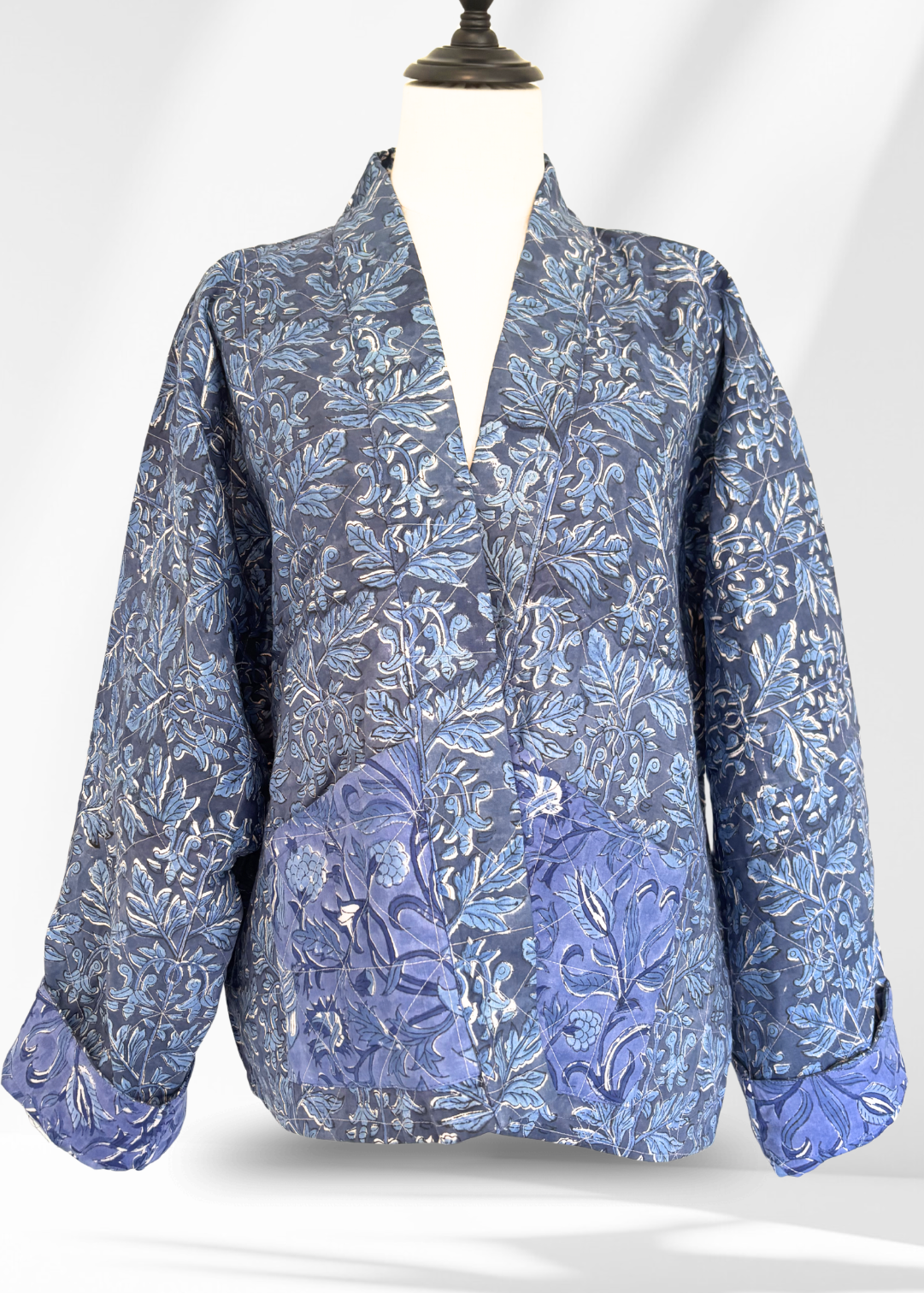 Wild & Indigo Quilted Jacket in Navy Floral