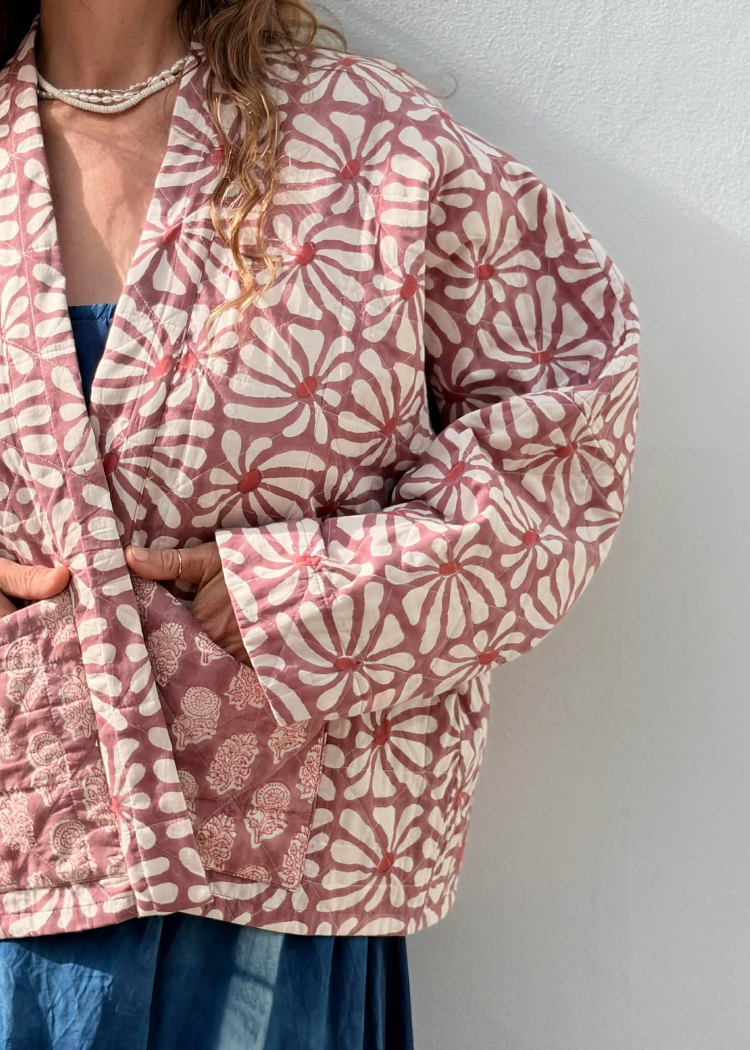Wild & Indigo Quilted Jacket in Rosewood