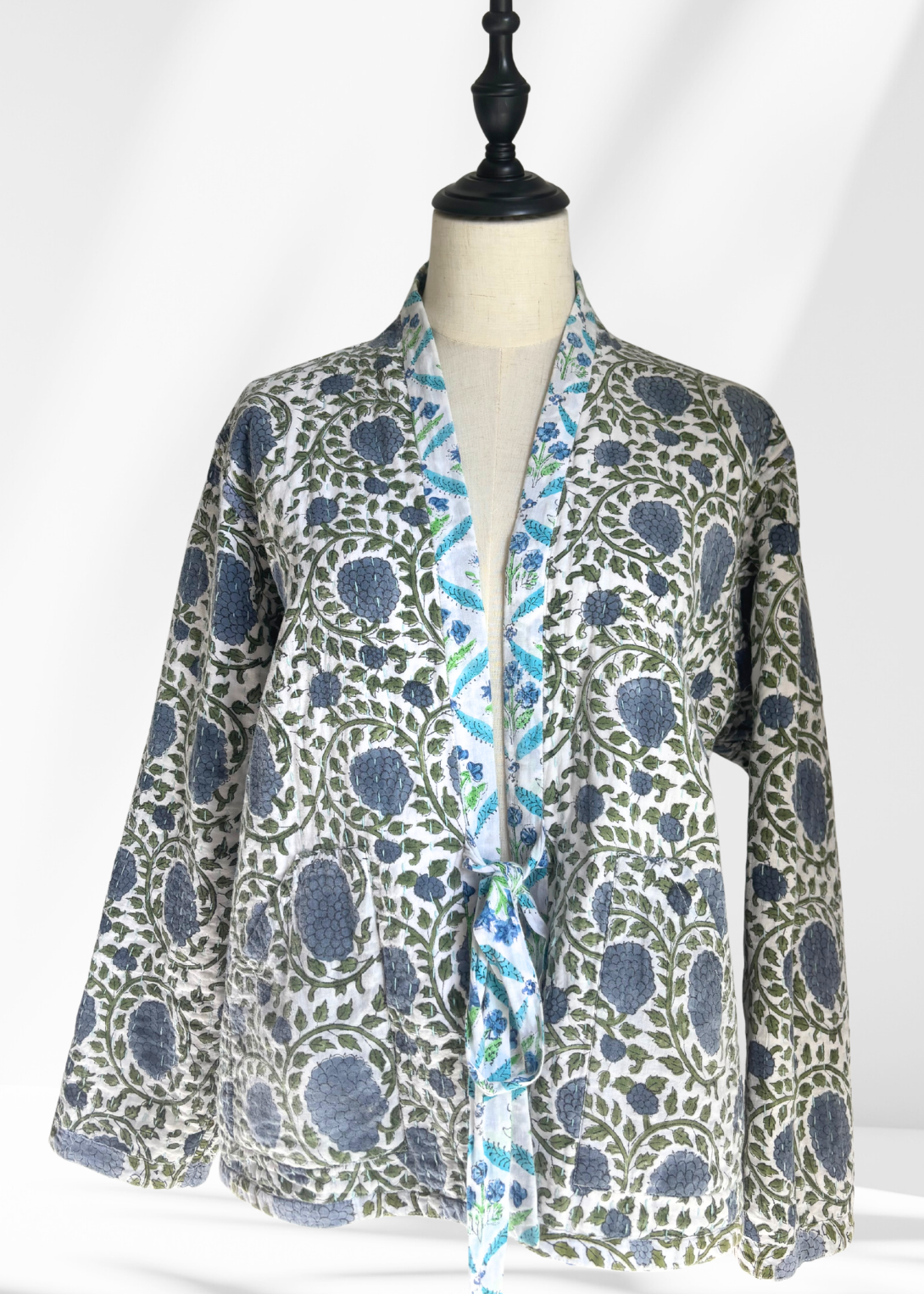 Wild & Indigo Kantha Jacket in Grape, Olive & Teal