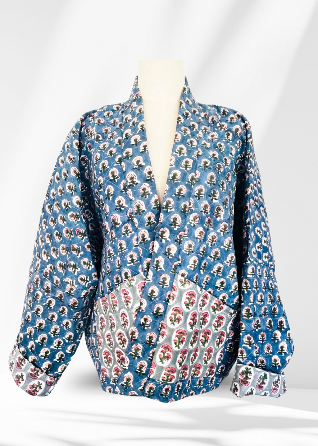 Wild & Indigo Quilted Jacket in Emerald & Teal, Sage & Rose. Reversable