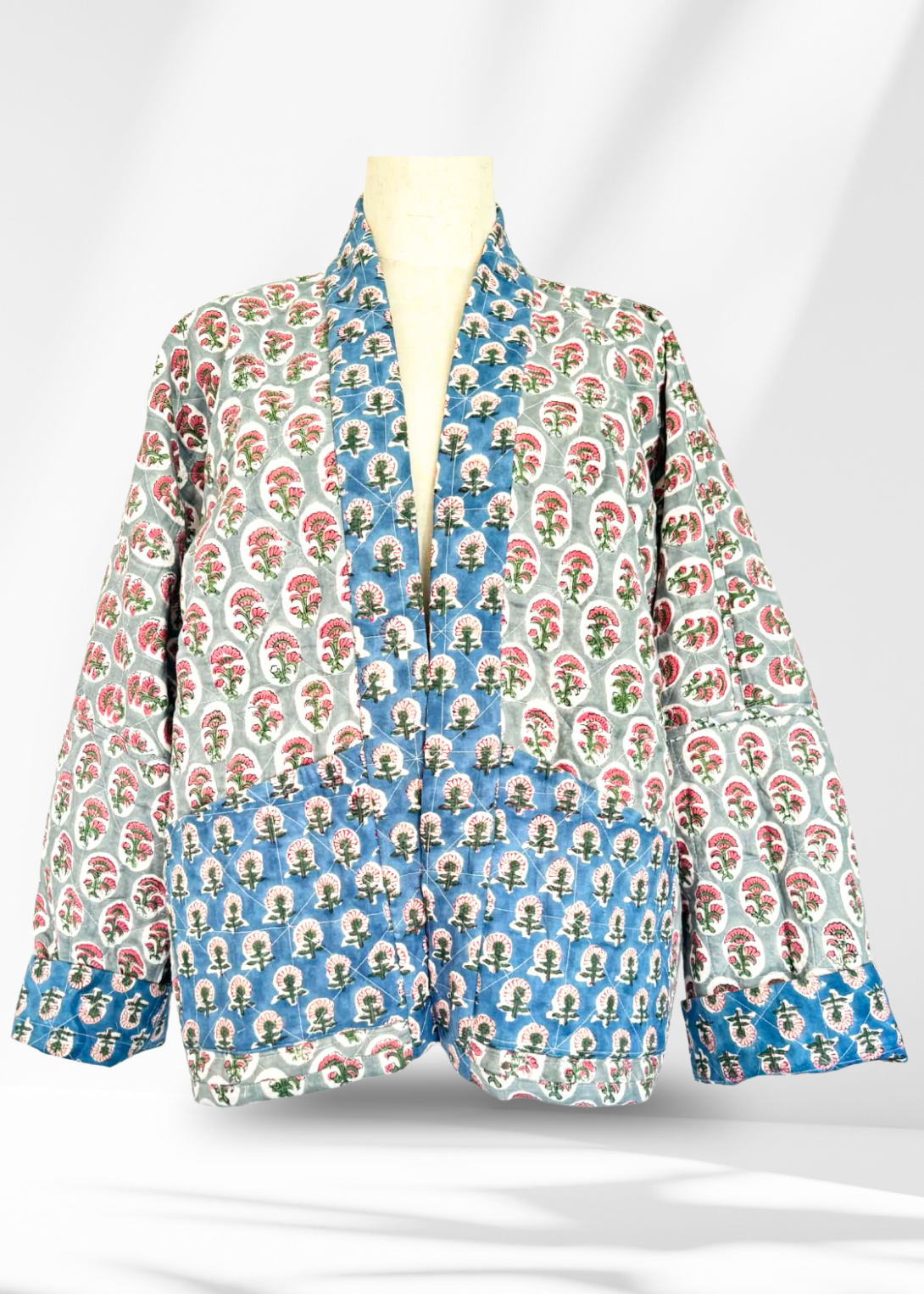 Wild & Indigo Quilted Jacket in Emerald & Teal, Sage & Rose. Reversable