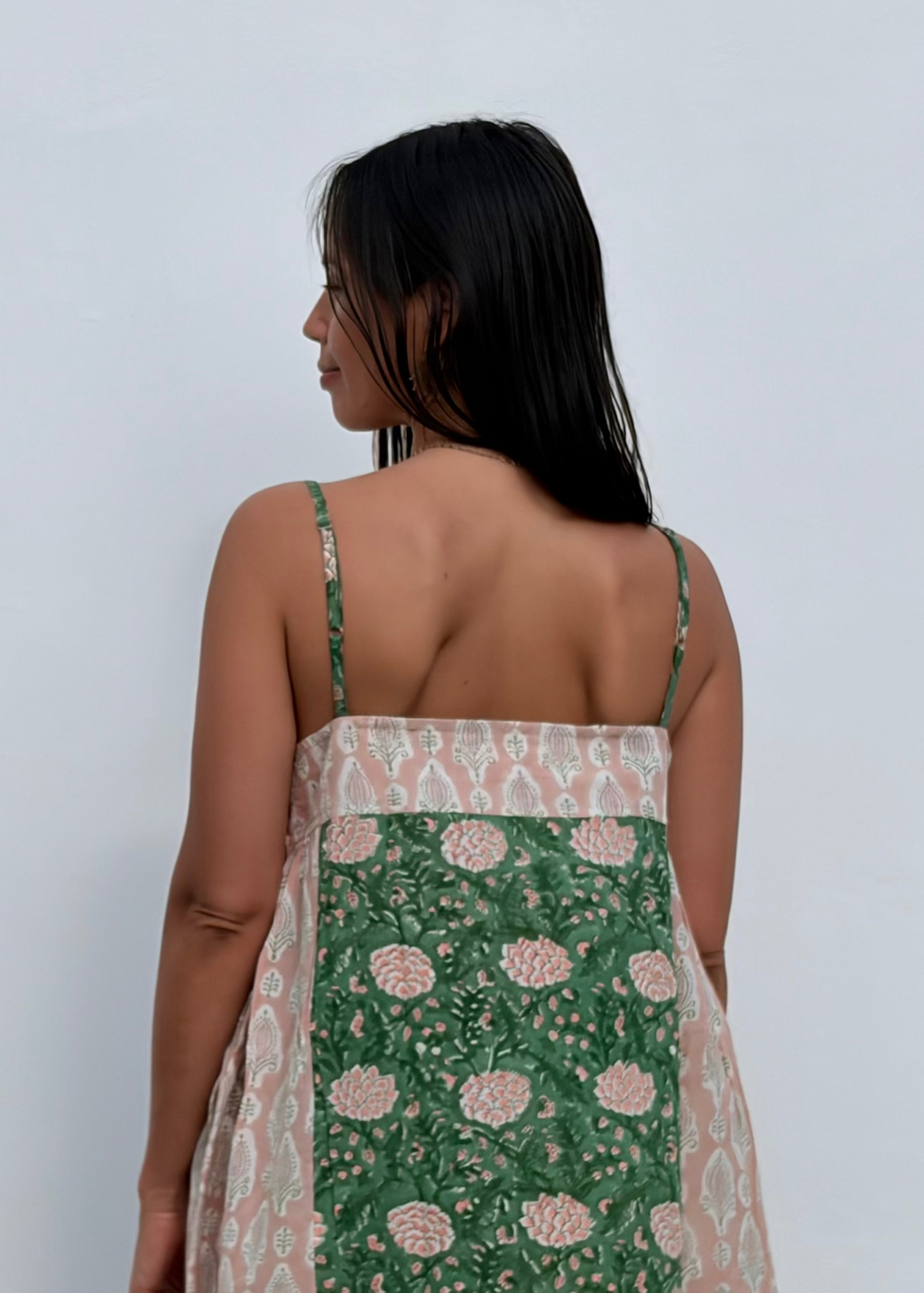 Wild & Indigo Indie Dress in Blush & Emerald