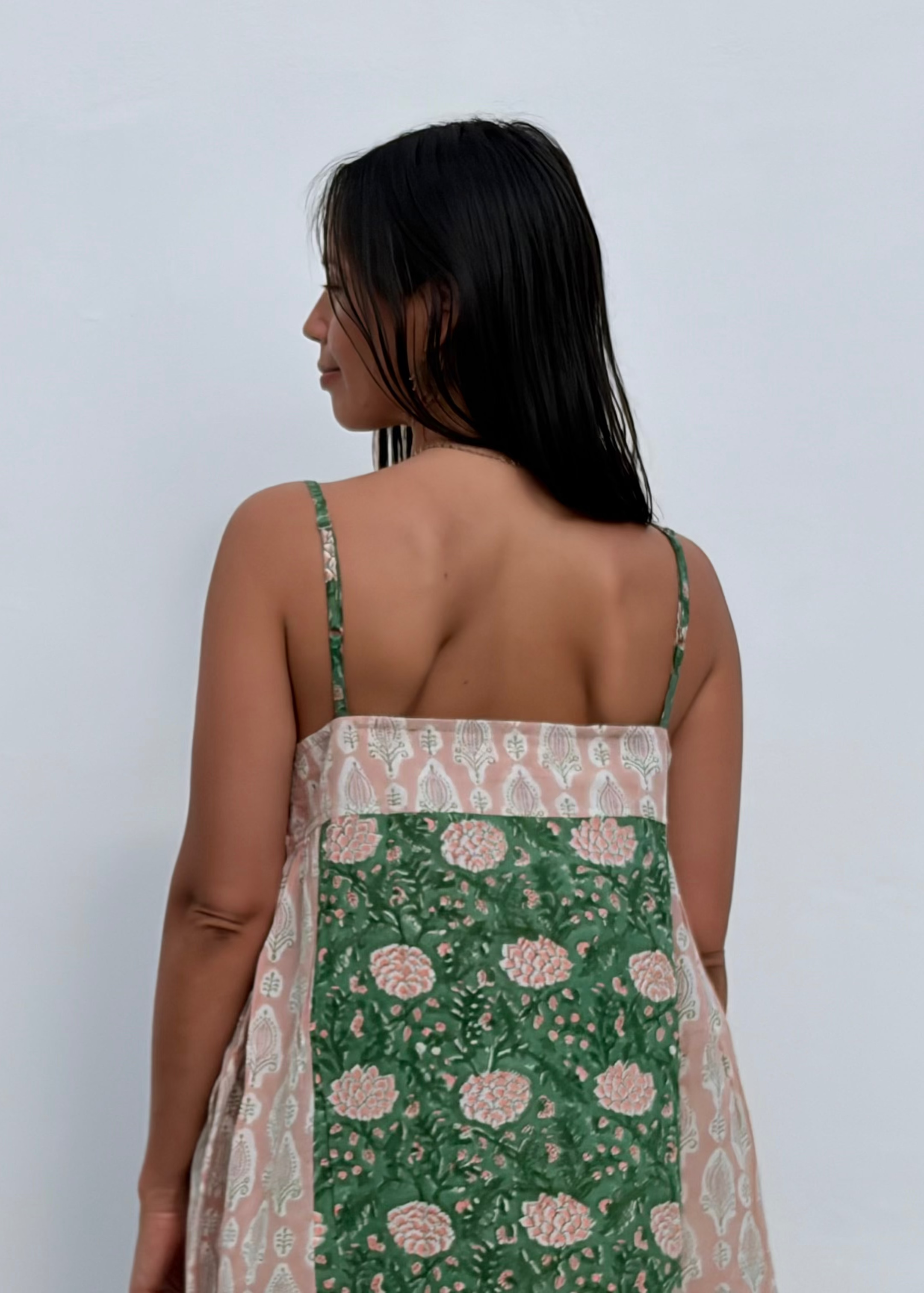 Wild & Indigo Indie Dress in Blush & Emerald